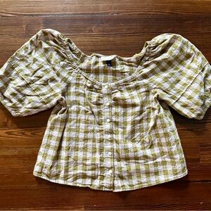 Puff Sleeve Button-Front Blouse - size XS